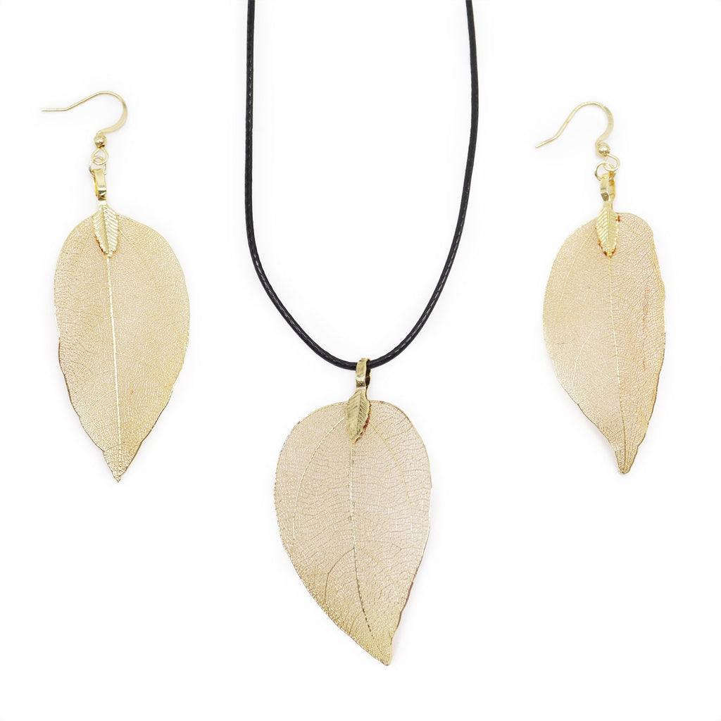 Ketting & Oorbellen Set - Bravery Leaf (Goud)