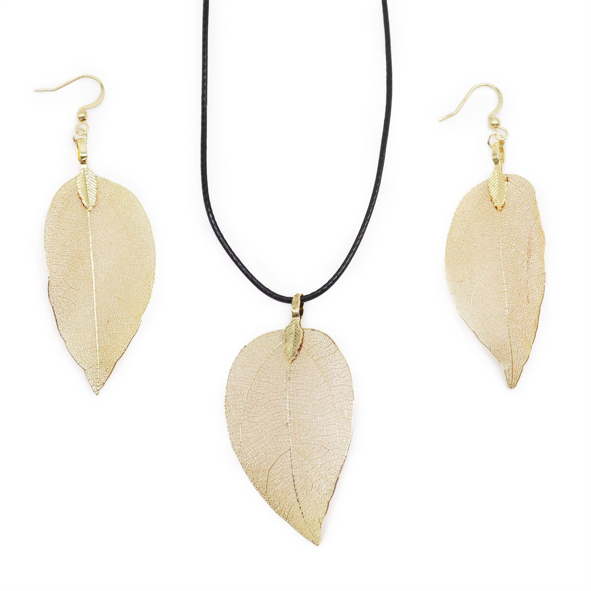 Ketting & Oorbellen Set - Bravery Leaf (Goud)