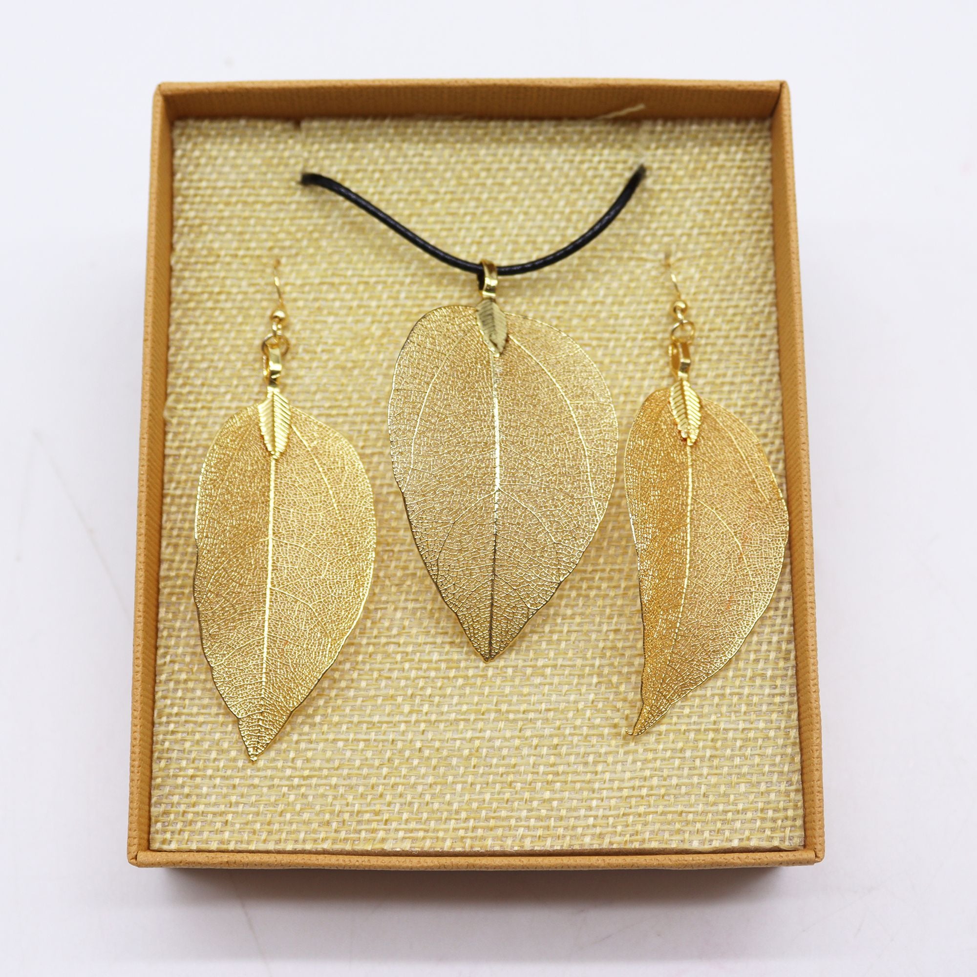 Ketting & Oorbellen Set - Bravery Leaf (Goud)