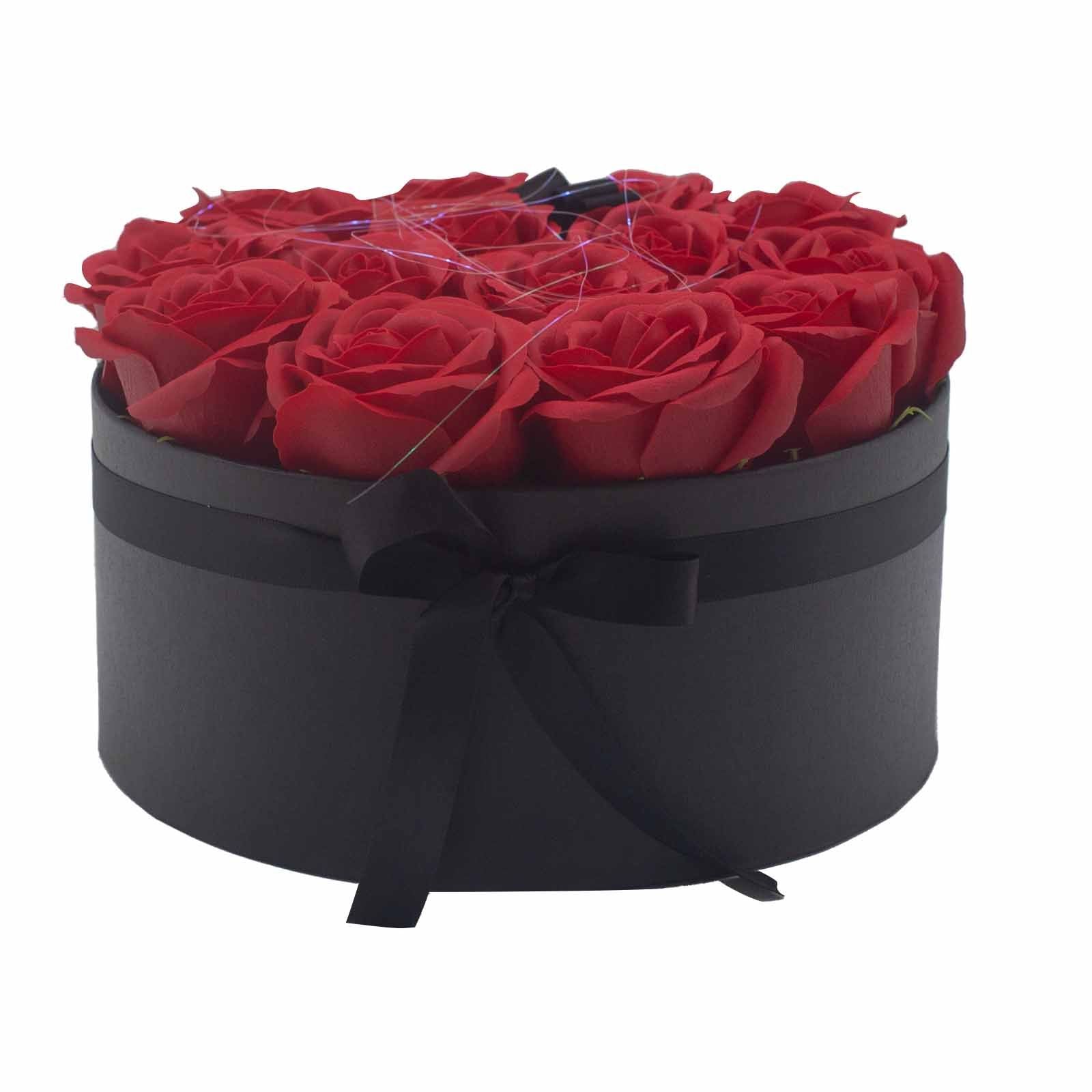 Zeepbloemen Boeket Rond (14 rozen) - Rood