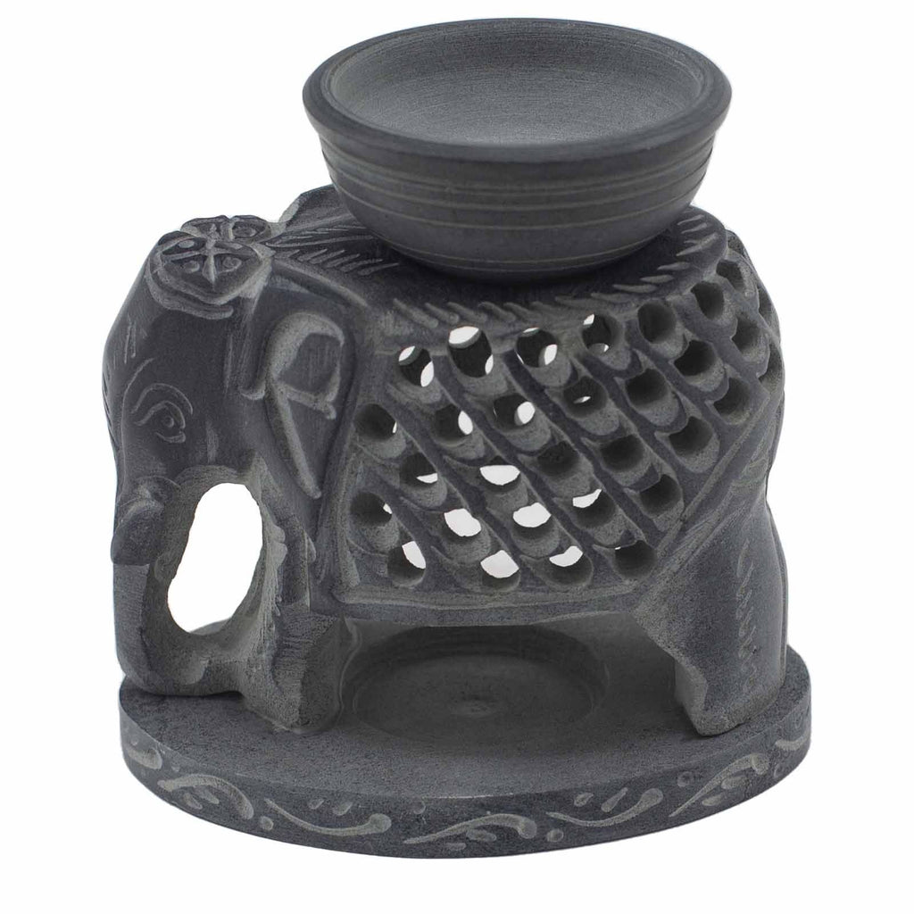Speksteen Oliebrander – Staande Olifant 10,5cm