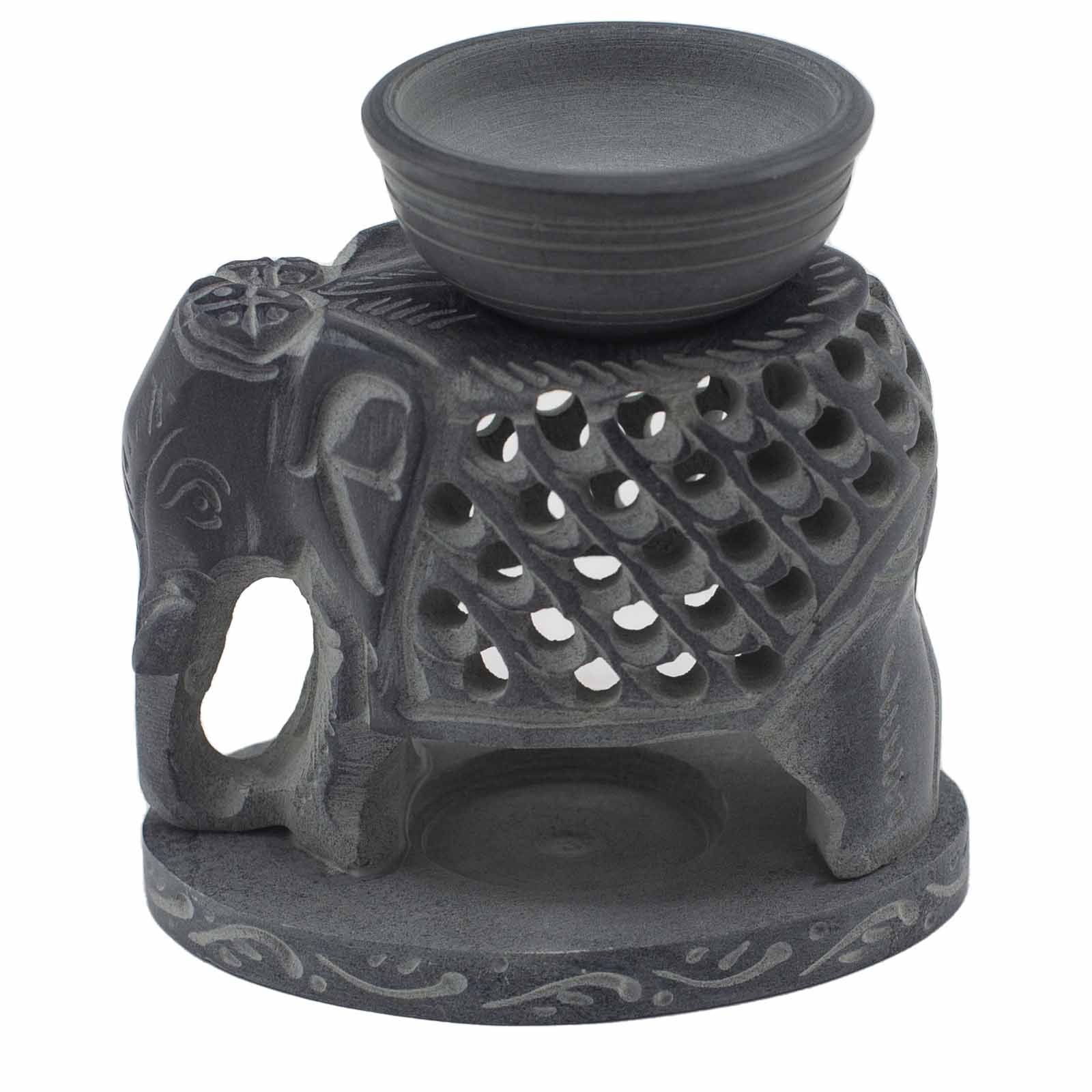 Speksteen Oliebrander – Staande Olifant 10,5cm