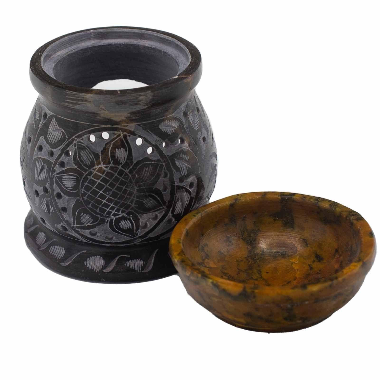 Speksteen Oliebrander – Mandala Bloem 10cm