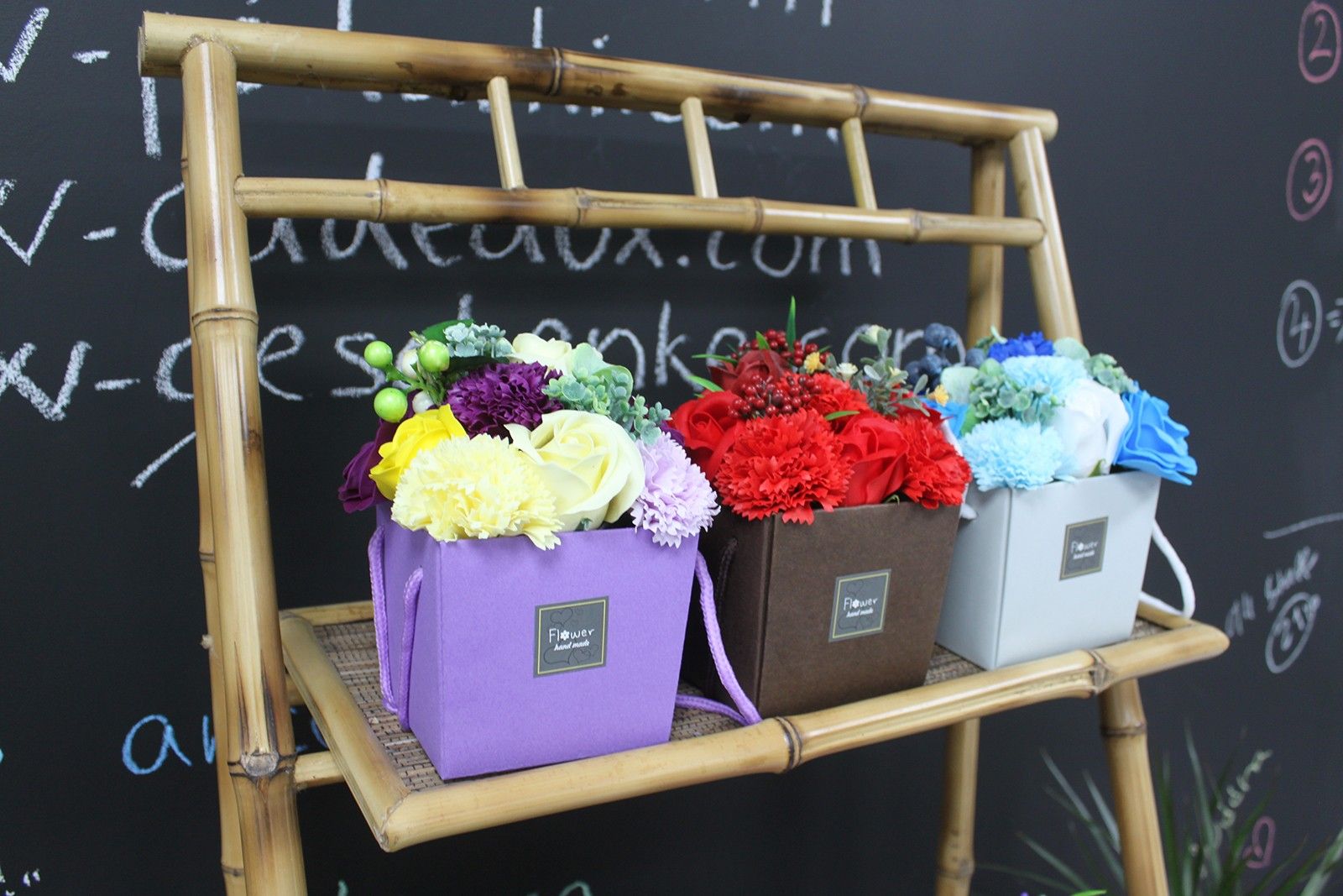 Zeepbloemen Boeket - Lavendel Roos & Anjer