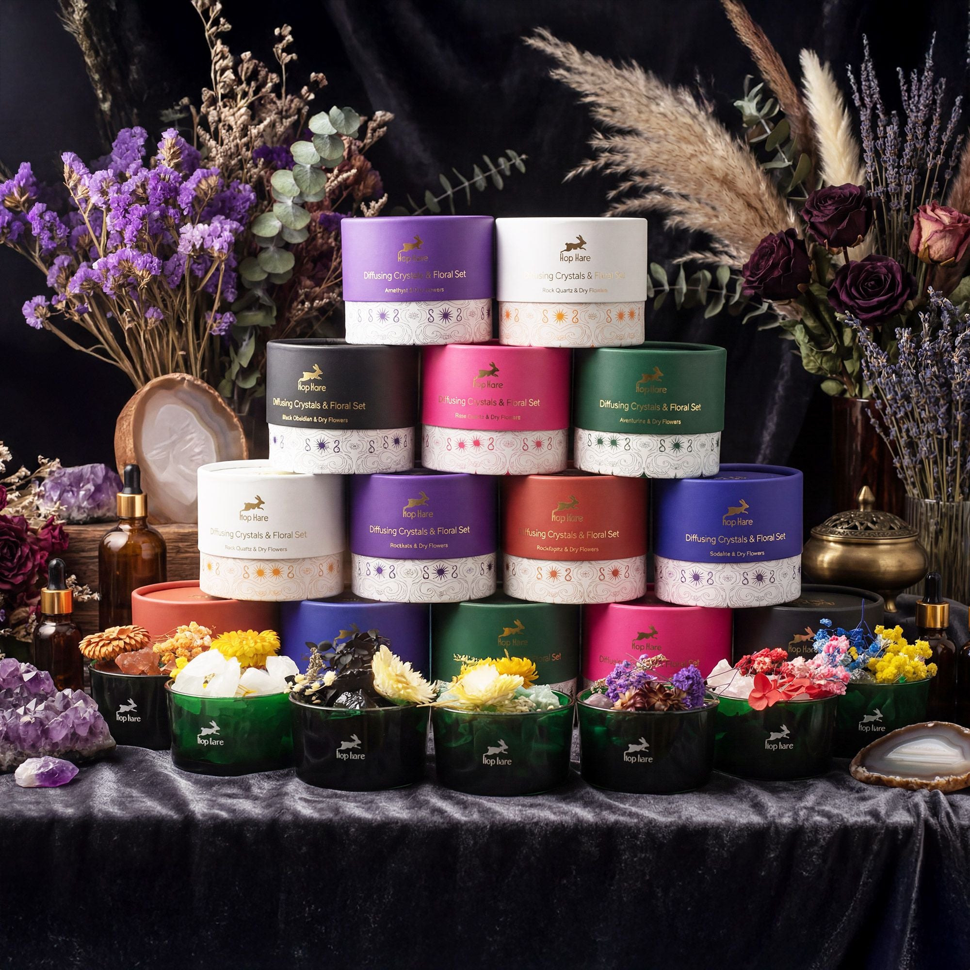 Geurkristallen & Droogbloemen Set – Rode Jaspis