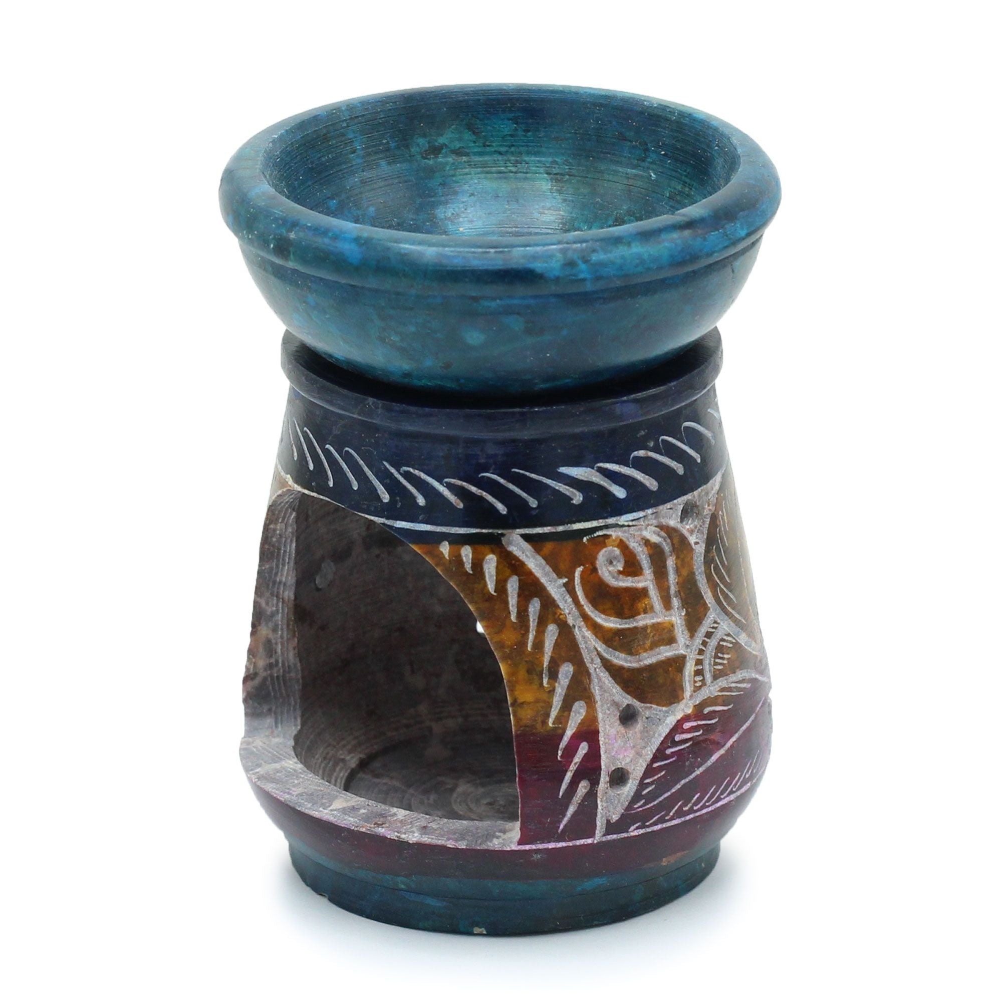 Kleine Speksteen Oliebrander – Bloem 8cm