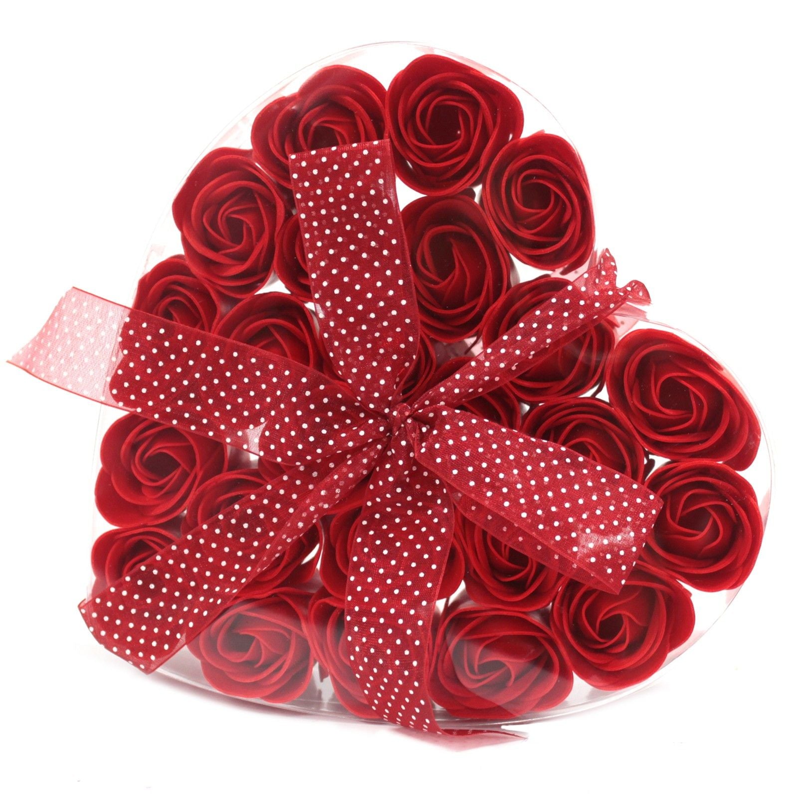Zeepbloemen Hartdoos (24 stuks) - Rode Rozen